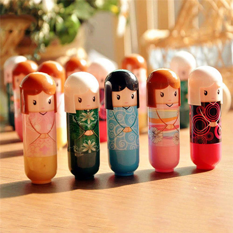 Lovely Doll Pattern Travel Portable Lip Balm Cute Baby Girl Lip Care Lipstick LZH7 UBY