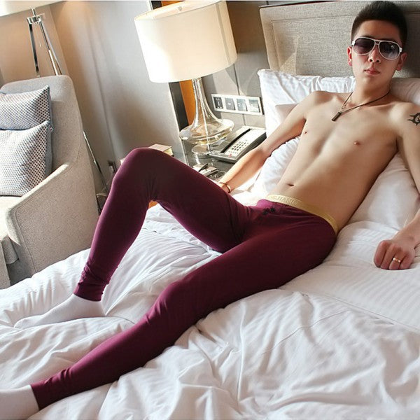 Men Soft Long Johns Warm Thermal Underwear Pants Gold Edge Cotton Buttons S-XLUBY