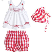 New Arrival Lovely Kids Baby Girls Clothing Sets Cute Kids Girls Sleeveless TopsPlaids ShortsScarf Outfits Casual Suits 1-3Y UBY