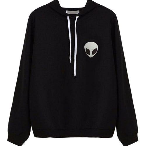 Casual Wear Pullovers Hoodies Women Clothing Alien Print Hooded Long Sleeve Sweatshirt Plus Size UBY