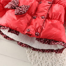 Super Warm Baby Girl Down Coat Bebe Hooded Jacket Bowknot Long Sleeve Jackets Kids Polka Dot Outwear UBY