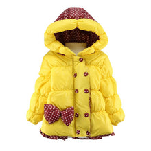 Super Warm Baby Girl Down Coat Bebe Hooded Jacket Bowknot Long Sleeve Jackets Kids Polka Dot Outwear UBY