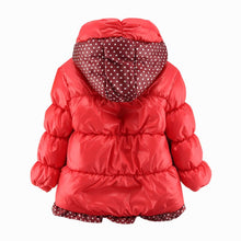 Super Warm Baby Girl Down Coat Bebe Hooded Jacket Bowknot Long Sleeve Jackets Kids Polka Dot Outwear UBY