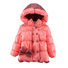 Super Warm Baby Girl Down Coat Bebe Hooded Jacket Bowknot Long Sleeve Jackets Kids Polka Dot Outwear UBY