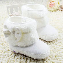 born 0-18Months Baby Girls White Bowknot Crib Shoes Toddler Soft Warm Snow Boots First Walkers UBY