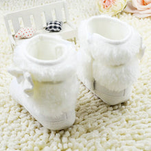 born 0-18Months Baby Girls White Bowknot Crib Shoes Toddler Soft Warm Snow Boots First Walkers UBY