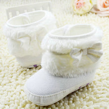 born 0-18Months Baby Girls White Bowknot Crib Shoes Toddler Soft Warm Snow Boots First Walkers UBY