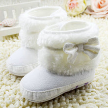 born 0-18Months Baby Girls White Bowknot Crib Shoes Toddler Soft Warm Snow Boots First Walkers UBY