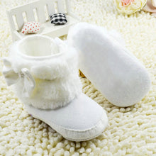 born 0-18Months Baby Girls White Bowknot Crib Shoes Toddler Soft Warm Snow Boots First Walkers UBY