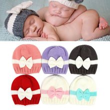born Baby Kids Girls Boys Lovely Bowknot Knitted Crochet Cap Warm Hat Pography Props Caps UBY
