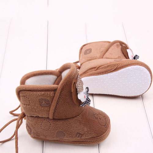 born Boys Girls Cartoon Prewalker Fleece Boots Baby Toddler Indoor Crib Shoes PY5 UBY