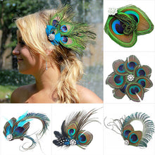 Peacock Feather Rhinestone Hairpin Hair Clips Dance Party Wedding Hair Band Wear UBY