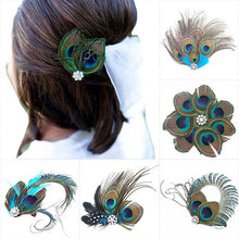 Peacock Feather Rhinestone Hairpin Hair Clips Dance Party Wedding Hair Band Wear UBY
