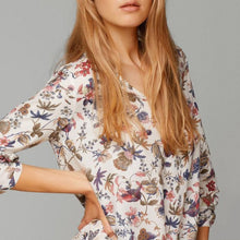 Sexy Summer Women V Neck Top Shirt Flower Printed Blouse Long-sleeve Casual Shirt UBY