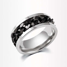 Size 6-13 Ring Silver Black Gold Rotatable Chain Stainless Steel Men's Wedding Party Rings UBY