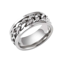 Size 6-13 Ring Silver Black Gold Rotatable Chain Stainless Steel Men's Wedding Party Rings UBY