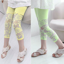 Summer Baby Kids Girls Cropped Leggings Lace Floral Casual 3 4 Capri Pants Trousers 2-7Y HT UBY