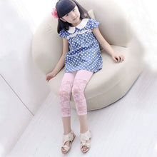 Summer Baby Kids Girls Cropped Leggings Lace Floral Casual 3 4 Capri Pants Trousers 2-7Y HT UBY