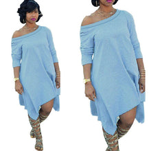 Boho Dress Sexy Women Oblique Irregular Loose dress Beach Dresses L4 UBY