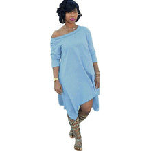 Boho Dress Sexy Women Oblique Irregular Loose dress Beach Dresses L4 UBY