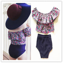 Summer Kids Girls Flower Off Shoulder T-shirtBriefs Children Clothing Sets Sport Suits 0-4Y ytm UBY