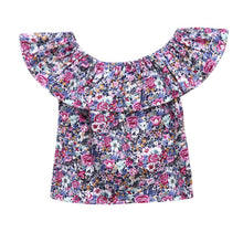 Summer Kids Girls Flower Off Shoulder T-shirtBriefs Children Clothing Sets Sport Suits 0-4Y ytm UBY