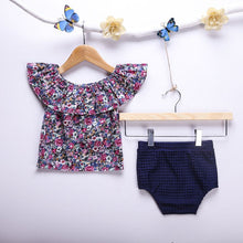 Summer Kids Girls Flower Off Shoulder T-shirtBriefs Children Clothing Sets Sport Suits 0-4Y ytm UBY