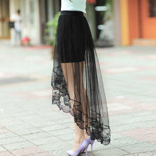 Summer Women Sexy Lace Skirts Women Fashion Long Section Skirt Jupe Tulle Black and White Short Skirt UBY