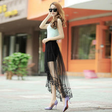 Summer Women Sexy Lace Skirts Women Fashion Long Section Skirt Jupe Tulle Black and White Short Skirt UBY