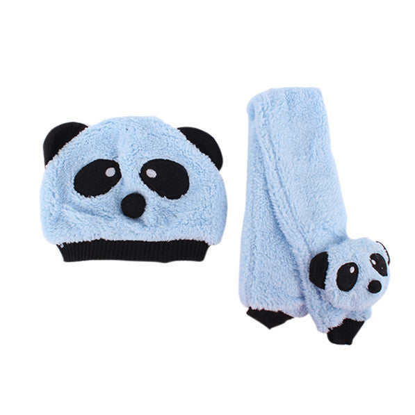 Unisex 1-3Y Baby Girls Boys Winter Hats NeckerchiefBeanie Hat and Scarf Set Cartoon Panda CapUBY