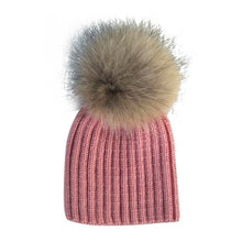 Warm Child Baby Girls Boys Knitted Woolen Natural Crochet Ski Kids Beanies Caps Raccoon Fur Pom Bobble Hats UBY