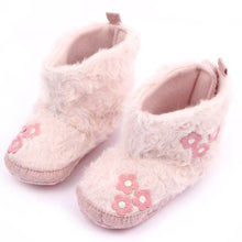 Winter Infant Baby Girls Velvcro Pink Flower Shoes Coral Fleece Snow Boots 0-12M UBY
