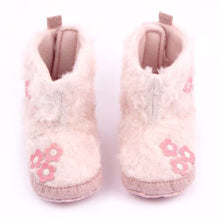 Winter Infant Baby Girls Velvcro Pink Flower Shoes Coral Fleece Snow Boots 0-12M UBY