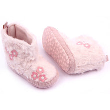 Winter Infant Baby Girls Velvcro Pink Flower Shoes Coral Fleece Snow Boots 0-12M UBY