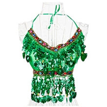 Women Belly Dance Costumes Bra Tops Crystal Sequins Beads Bells Sexy Vest UBY