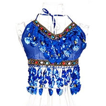 Women Belly Dance Costumes Bra Tops Crystal Sequins Beads Bells Sexy Vest UBY