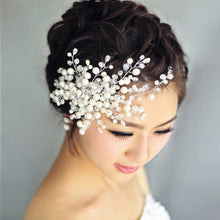 Women Bridal Wedding Hair Accessories Pearl Flower Tiara Headpiece Crystal Headband for girls UBY