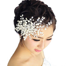 Women Bridal Wedding Hair Accessories Pearl Flower Tiara Headpiece Crystal Headband for girls UBY