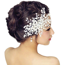 Women Bridal Wedding Hair Accessories Pearl Flower Tiara Headpiece Crystal Headband for girls UBY