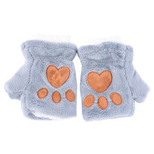 Women Girl Fingerless Fleece Gloves Cute Winter Warm Fur Mittens Wrist Gloves UBY