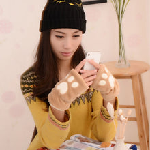 Women Girl Fingerless Fleece Gloves Cute Winter Warm Fur Mittens Wrist Gloves UBY