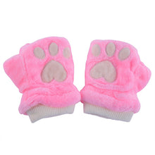 Women Girl Fingerless Fleece Gloves Cute Winter Warm Fur Mittens Wrist Gloves UBY
