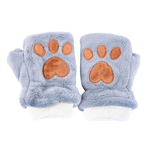 Women Girl Fingerless Fleece Gloves Cute Winter Warm Fur Mittens Wrist Gloves UBY