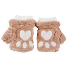 Women Girl Fingerless Fleece Gloves Cute Winter Warm Fur Mittens Wrist Gloves UBY