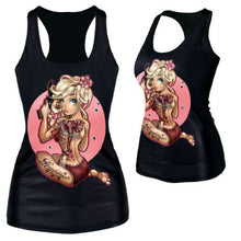 Women Gothic Punk Vest Shirt Pattern Print Clubwear Sleeveless T-Shirt UBY