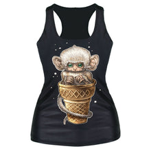 Women Gothic Punk Vest Shirt Pattern Print Clubwear Sleeveless T-Shirt UBY