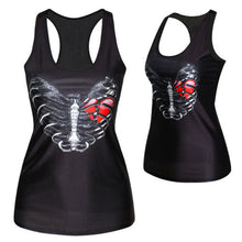 Women Gothic Punk Vest Shirt Pattern Print Clubwear Sleeveless T-Shirt UBY