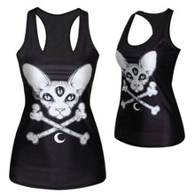 Women Gothic Punk Vest Shirt Pattern Print Clubwear Sleeveless T-Shirt UBY