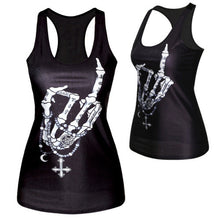 Women Gothic Punk Vest Shirt Pattern Print Clubwear Sleeveless T-Shirt UBY