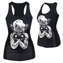 Women Gothic Punk Vest Shirt Pattern Print Clubwear Sleeveless T-Shirt UBY